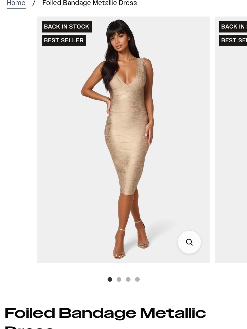 Foiled Bandage Metallic Dress In Gold